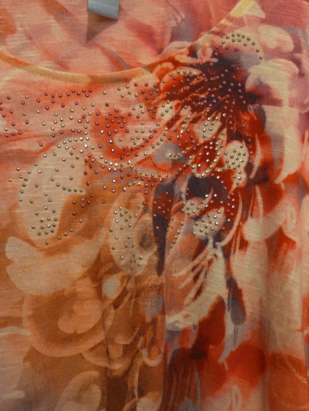 Catherines Floral Embellishef Caftan Tunic - Coral Peach 18/20W - Picture 3 of 5